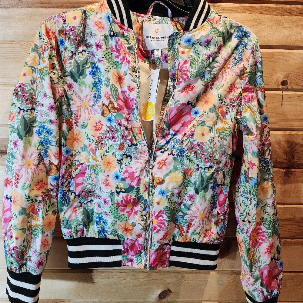 Urban Republic Girls Floral Bomber Jacket L 14/16 NWT • Stitch Fix Exclusive